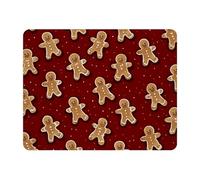 Piccolo tappetino per mouse da scrivania, tappetino per mouse da ufficio, base in gomma antiscivolo, tappetino per mouse per computer portatile 28 x 22 cm, omino di pan di zenzero, sfondo rosso