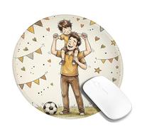 Piccolo tappetino per mouse, motivo: pallone da calcio, con stelle e striscioni estivi gialli rotondi in gomma antiscivolo, mini tappetino per mouse da viaggio, idea per casa, ufficio, scrivania