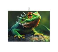 Piccolo tappetino scolapiatti in microfibra con lucertola verde, riutilizzabile, lavabile, tappetino scolapiatti per accessori da cucina, 45,7 x 61 cm