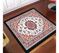 Piccolo tappeto quadrato a pelo corto per soggiorno tappeto morbido antiscivolo camera da letto vintage tappeti orientali tradizionali fiori in multicolore rosso e corallo, 90 x 90 cm