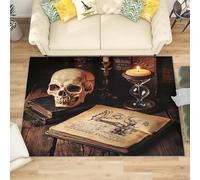 Piccolo Tappeto Soffice per Camera da Letto Modello di Candela a Forma di Teschio Tappeto Lavabile Antiscivolo per Soggiorno Marrone Vintage Tappeti Morbidi per la Decorazione Domestica 60x90 cm