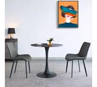 Piccolo tavolino da caffè con 2 sedie, colore nero ardesia tavolo telaio grigio, per ufficio, reception, club negoziazione