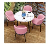 Piccolo tavolo da conferenza rotondo con sedie, ideale per ufficio, sale riunioni, reception e reparti vendite, elegante tavolo da pranzo rosa per salotto e negoziazione (taglia unica)