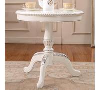 Piccolo tavolo da pranzo in legno, rotondo, stile palazzo, bianco, per la decorazione della casa e la sala da pranzo, perfetto per spazi accoglienti.