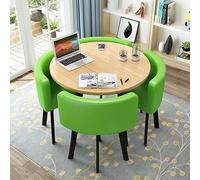Piccolo tavolo da pranzo rotondo compatto con 4 sedie, 80 cm / 31.5in, in poliuretano, verde, mobili moderni per il tempo libero per piccola cucina, soggiorno, ufficio, sala conferenze