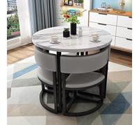 Piccolo tavolo da pranzo rotondo per 4 persone, tavolo da cucina compatto da 78,7 cm con 4 sedie, salvaspazio, mobili multifunzionali per sala da pranzo, soggiorno, piccolo ufficio, conferenze o zona