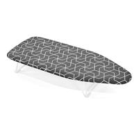 Piccolo tavolo da stiro con rivestimento resistente al calore, mini asse da stiro compatto con telaio in rete metallica, con gancio per appendere, Grigio