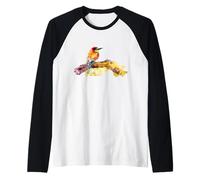 Piccolo Uccellino colorato su Un Ramo Maglia con Maniche Raglan