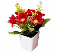 Piccolo vaso artificiale per margherite, 17 cm, per casa, ufficio | Petali realistici, colori vivaci, consistenza delicata, aspetto naturale, non appassiscono mai