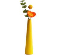 Piccolo vaso in ceramica a forma di bocciolo, alto, conico, a stelo singolo, vaso decorativo per la casa, centrotavola floreale per matrimoni e ufficio (giallo)