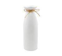 Piccolo vaso in ceramica bianco, altezza 21 cm, realizzato a mano, con filo di iuta, moderno vaso decorativo per fiori freschi, fiori secchi, vaso boho per casa, soggiorno, tavolo da pranzo, ufficio