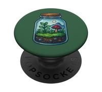 Piccolo vaso terrario della foresta con opere d'arte di funghi PopSockets PopGrip Adesivo