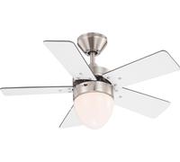 Piccolo Ventilatore da Soffitto Con Lampada E Zugkette Marva Nichel Opaco 76 CM [EEK: Inaditato]