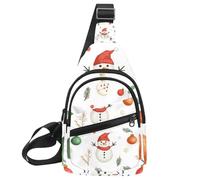Piccolo zaino a tracolla, borsa a tracolla, borsa da petto, zainetto con pupazzo di neve di buon Natale, Multicolore 02, 11.8x7x1.5in/30x18x4cm