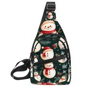 Piccolo zaino a tracolla, borsa a tracolla, borsa da petto, zainetto con pupazzo di neve di buon Natale, Multicolore 13, 11.8x7x1.5in/30x18x4cm