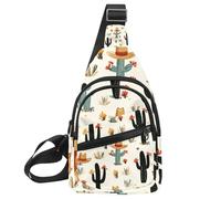 Piccolo zaino a tracolla, borsa a tracolla, borsa da petto, zaino da cowboy, cappello da cowboy, cactus, western, Multicolore 18, 11.8x7x1.5in/30x18x4cm