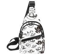 Piccolo zaino a tracolla, borsa a tracolla, borsa da petto, zaino da cowboy, cappello da cowboy, cactus, western, Multicolore 09, 11.8x7x1.5in/30x18x4cm