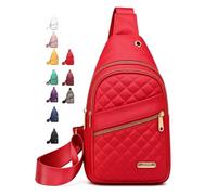 Piccolo zaino a tracolla per donne e uomini, borsa a tracolla per viaggi, sport, corsa, escursionismo, colore rosso brillante