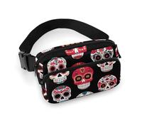 Piccolo zaino, portatile, decorativo alla moda con tracolla regolabile per uomo e donna, motivo: teschio di zucchero con rose floreali Day Dead