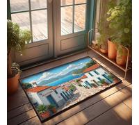 Piccolo zerbino Albufeira: un villaggio mediterraneo vicino al mare, zerbino, articoli per la casa, portico, tappetini per porta d'ingresso all'aperto (40 x 60 cm)
