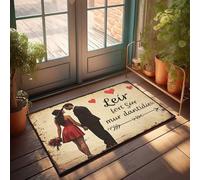 Piccolo zerbino romantico coppia vicino al mare: amore ed eleganza zerbino, articoli per la casa, portico tappetini per porta d'ingresso esterno (50 x 80 cm)
