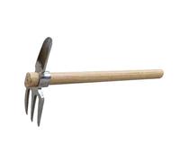 Piccone a doppia testa in acciaio inossidabile con manico in legno, piccone multifunzionale per allentare lo scavo del terreno, attrezzi da giardinaggio all'aperto (mini zappa a 3 rebbi)