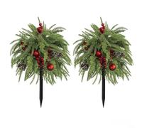 Picconi artificiali in pino norfolk, 56 cm, con bacche | Plastica impermeabile, resistente allo sbiadimento, per uso esterno durevole, giardini, cortili, prati