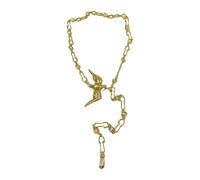 Piceioep Catena per maglione dal design geometrico alla con chiusura con ciondolo con colombe della pace, catena lunga 80 cm, collana con ramo accessorio