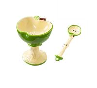 Piceioep Ciotola in ceramica a forma pera dipinta a mano con cucchiaio e supporto per caramelle, frutta, dolci, regalo perfetto per i membri della famiglia, regalo per amanti dei dessert