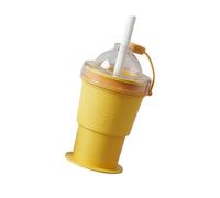 Piceioep Forma Ghiaccio Rotonda in Silicone Riutilizzabile e Contenitore per l ' Acqua Compatto per Avventure all ' Aperta Vetro in Silicone a Tenuta stagna con Cannuccia