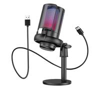 Piceioep Microfono USB avanzato con Effetti Luce Colorati per Giochi Laptop Spettacoli dal Riduzione del Rumore Fondo Cancellazione del Rumore Microfono USB