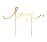 PartyDeco Pick per torta con scritta "Love" dorata – Decorazione nuziale