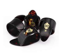 Pick Geek Set di plettri per dita e pollice, 1 plettro per pollice in celluloide, 3 plettri per dita in celluloide, di piccole dimensioni, colore tartaruga, include un sacchetto di lino con coulisse