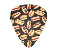 Pick per chitarra Fun Food Hot Dogs 3 Different Thickness Abstract Art Colorful Celluloid Guitar Pick Plectrums For Bass,Music Lovers Guitar Players,Acoustic Guitars Includes 0.46mm,0.71mm,0.96mm