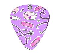 Pick per chitarra Nurse Pattern Purple 3 Different Thickness Abstract Art Colorful Celluloid Guitar Pick Plectrums For Bass,Music Lovers Guitar Players,Acoustic Guitars Includes 0.46mm,0.71mm,0.96mm