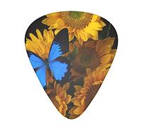 Pick per chitarra Yellow Sunflowers With Blue Butterflies Guitar Picks Guitar Picks For Acoustic Guitar, Guitar,Bass Guitar For Men Women Professional Guitarist,Musicians And Beginner.