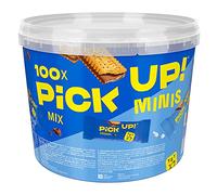 PiCK UP! minis Original + Choco&Milk (1 x 1,06 kg), mini barretta per biscotti con croccante tavoletta di cioccolato al latte tra due biscotti in 2 varietà, 100 confezioni
