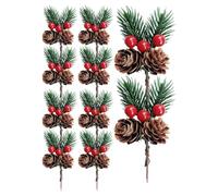 Pick Verdi Natalizi Natalizi Festivi Realistici che Non Sbiadiscono | Ornamento a Gambo con Pino e Bacche Per Ufficio Chiesa Hotel Ristorante Casa