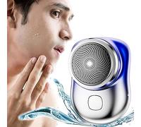 Pickedshop USB Mini Shaver, Pocket Size Portable Shaver Wet and Dry Mens Razor USB Rechargeable, Mini-Shave Portable Electric Shaver for Travel,Office,Camping ( Color : Blauw , Size : 2.55*1.81in )