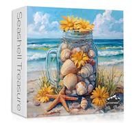 PICKFORU Puzzle da spiaggia per adulti, 1000 pezzi, con conchiglie costiere, girasoli e stelle marine, pittura con oceano estivo, sfida della natura per adulti