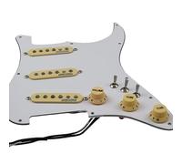Pickguard Precablato A 7 Vie A Pieno Carico SSS Ainico 5 Pickup Single Coil Set Per Pickup Per Chitarra ST (Color : White Yellow)