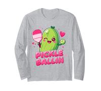 Pickle Ballin Cute Cartoon Pickleball con pagaia e Palla Maglia a Manica