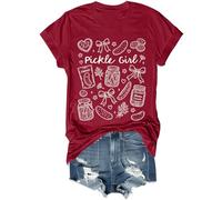 Pickle Girl Camicia Divertente Fiocco Coquette Pickle Jar Graphic Tees Food Lover Casual Manica Corta Top, Porpora, M