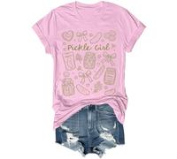 Pickle Girl Camicia Divertente Fiocco Coquette Pickle Jar Graphic Tees Food Lover Casual Manica Corta Top, rosa, 3XL