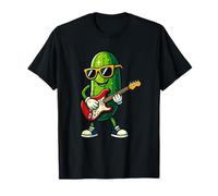 Pickle Playing Electric Guitar Rock Star Funny Pickles Lover Maglietta