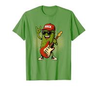 Pickle Playing Electric Guitar Rock Star Funny Pickles Lover Maglietta