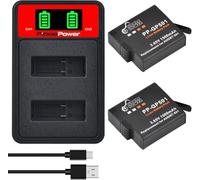 Pickle Power 2 batterie da 1500 mAh per gopro Hero 5/6, 2018, 7 + caricatore LED Rapid Type-C a 2 canali, AHDBT-501, compatibile con Hero5 All Firmwares v02.00, v02.01