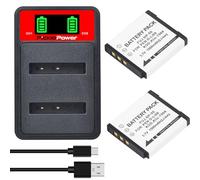 Pickle Power 2 batterie di ricambio NP-50 con doppio caricatore USB per Fujifilm FinePix F50fd F60fd F100fd F900EXR F800EXR F600EXR F550EXR F300EXR F200EXR