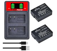 Pickle Power 2 batterie DMW-BLC12 e doppia caricabatterie led display LED per fotocamera Panasonic Lumix DMC-GH2, G5, G6, G7, GX8, G80, G85, GH5, GH5S, DMC-FZ1000, FZ200