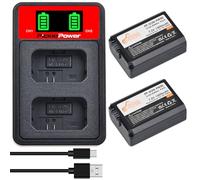 Pickle Power 2 batterie NP-FW50 da 1500 mAh con doppia batteria a LED per Sony Alpha A3000, A5000, A5100, A6000, A6300, A6400, A6500, A7, A7II, A7RII e RX10 NEX-3/5/7 serie